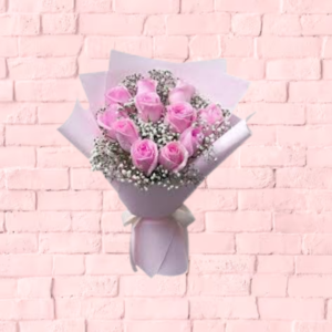 12pz rosas rosas con flor nuve
